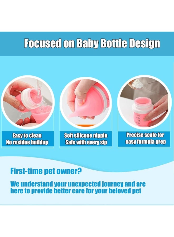Kitten & Puppy Nursing Bottle with 1 Extra Silicone Nipple, Anti-Choking Pet Feeder, Reusable Feeding Bottle with Clear Scale for Newborn Kittens, Puppies & Small Pets (Pink) - Image 5